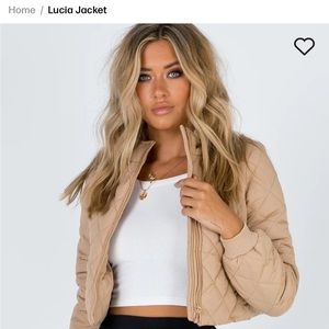 Tan quilted crop Lucia jacket Princess Polly size 4